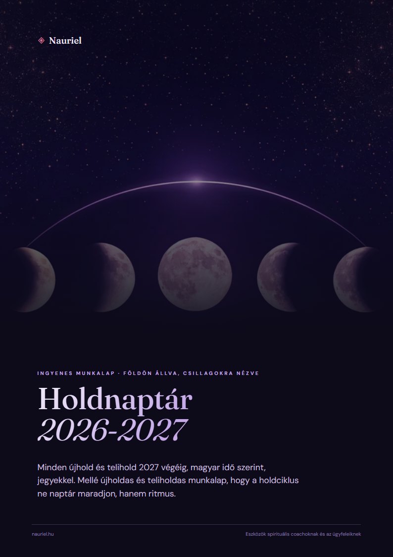 A Nauriel Holdnaptár 2026-2027 PDF borítója